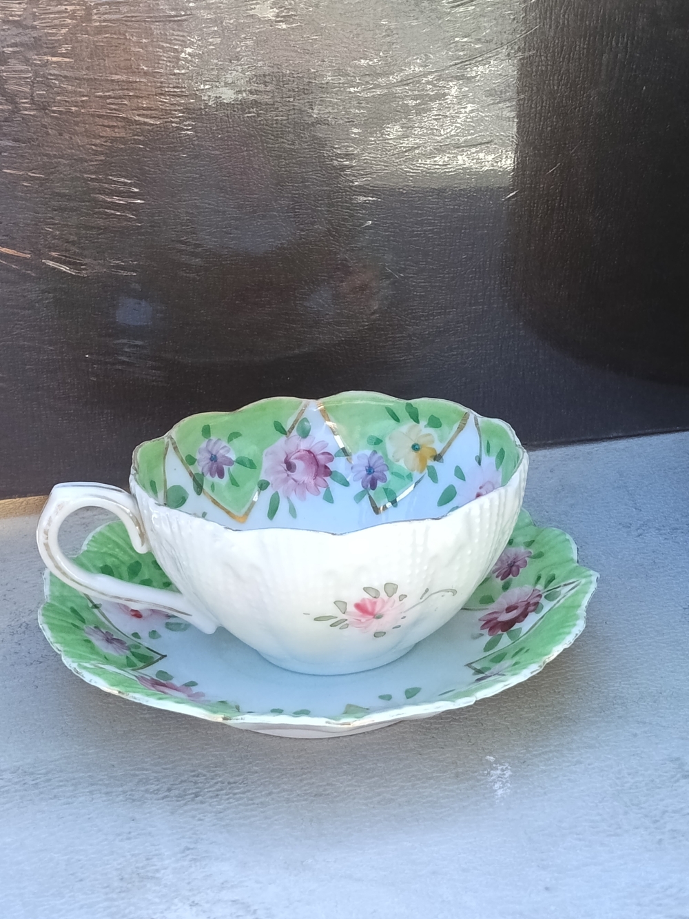 (2)White Lightweight Porcelain Decorative Tea cup &  Saucer Plate - Home Art